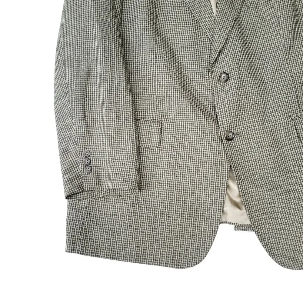 Brooks Brothers Preppy Wool Silk Green Houndstooth Blazer Jacket Sport Coat 43R